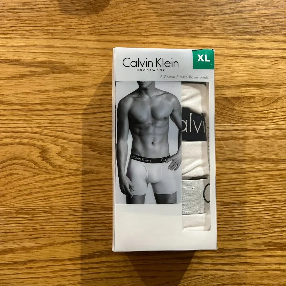 CALVIN‎ KLEIN 3 Pack White Cotton Stretch Boxer Briefs